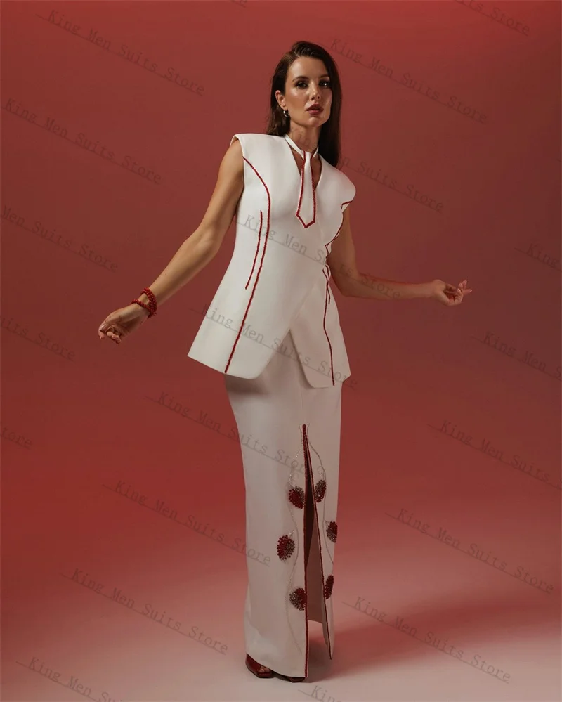 الفاخرة بلورات المرأة دعوى تنورة مجموعة 2 قطعة سترة حفلة موسيقية فستان مخصص الخريف الرسمي ضيف الزفاف البدلات الرسمية معطف الحفلات (لا التعادل) #2