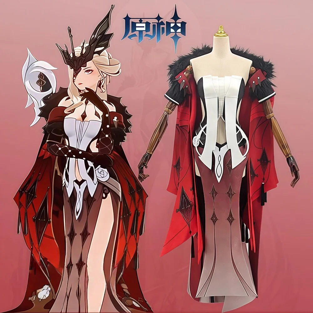Juego Genshin Impact Fatui oficial ejecutivo NPC Cosplay disfraces uniforme Halloween La Signora Cosplay trajes Accesorios