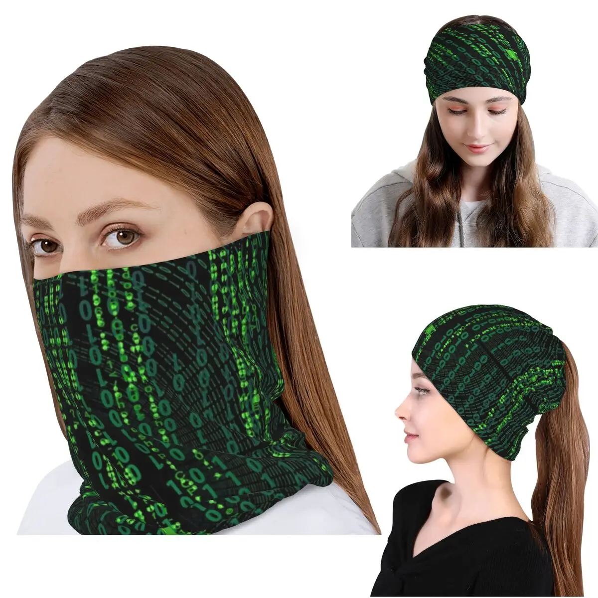 

Matrix Original Green Design Bandana Neck Gaiter Wrap Scarf Warm Face Mask Beanies Hat Unisex Adult All Season