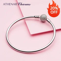 ATHENAIE 925 Sterling Silver Basic Charms Bracelet & Bangle Pave Clear CZ Snap Clasp Fit All European Beads
