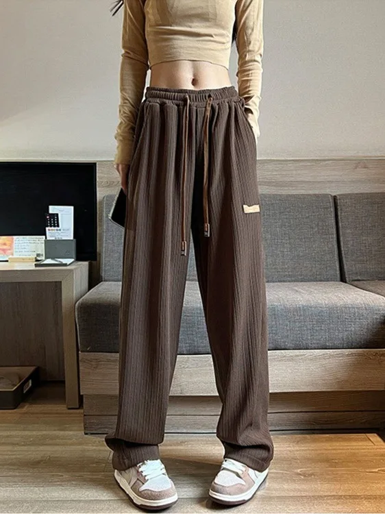 Qui Dry Ice Silk Pantaloni larghi a gamba dritta sottili Pantaloni da corsa estivi Pantaloni casual da fitn da uomo Pantaloni lunghi leggeri e traspiranti