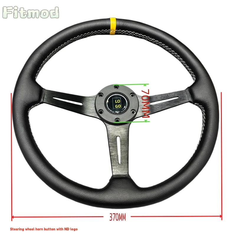 ND 15-inch 370MM classic flat-bottom steering wheel, car sports racing steering wheel, six-hole PCD 70MM view 6