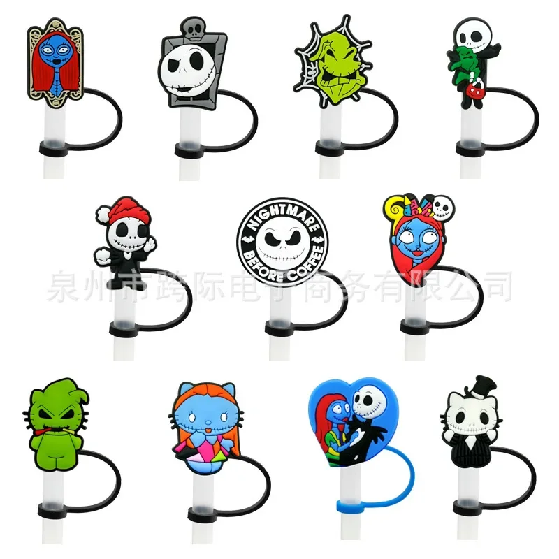 Christmas Horror Night Straw Cap Silicone Dust Cap Plug Cute Anime Party Straw Decoration Products Event & Birthday Party