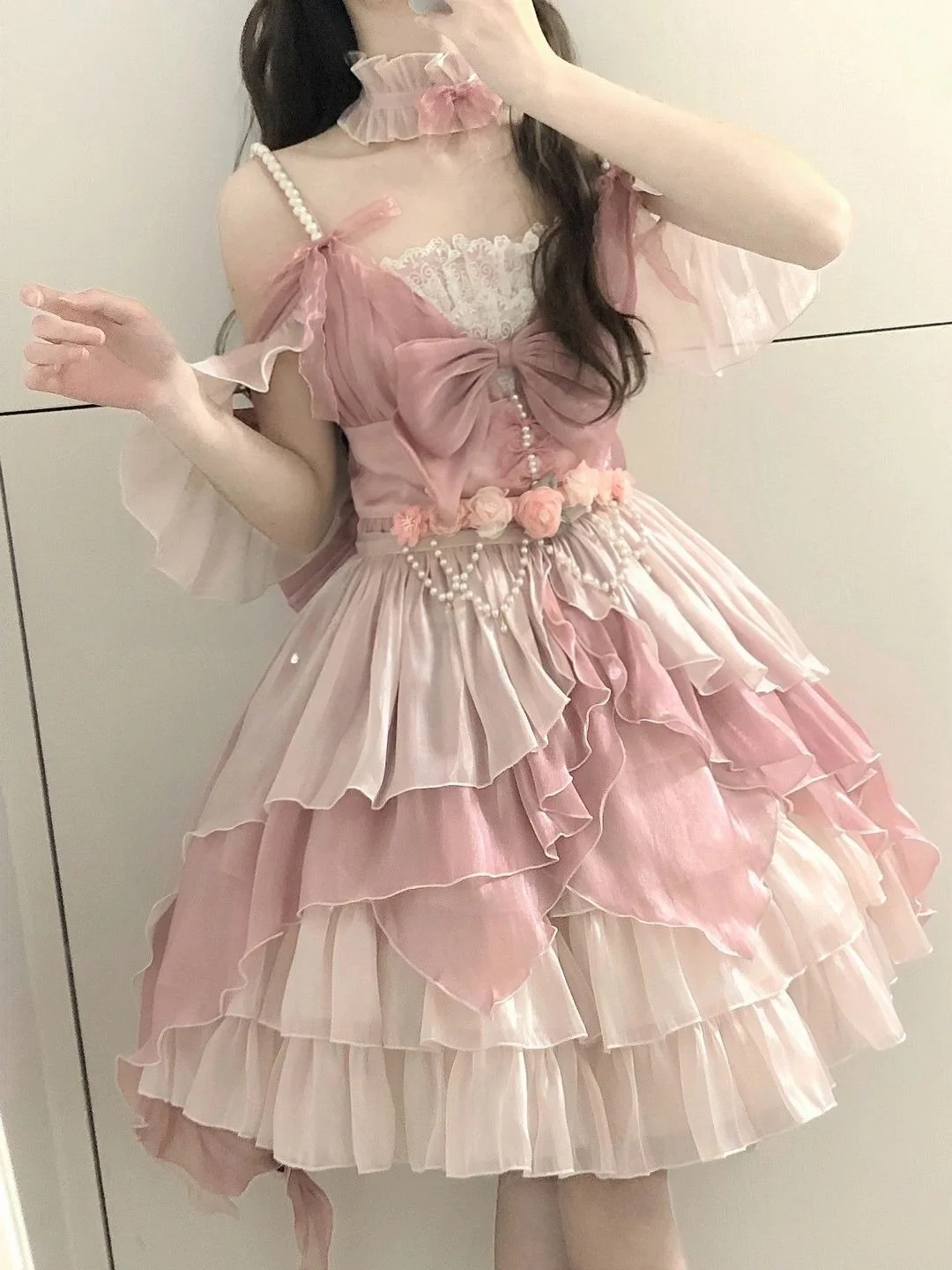 

Elegant Pink Flower Bride Lolita Dress JSK Fairy Princess Gown Fashionable Ensemble Spring 2025 Ladies' Specialty