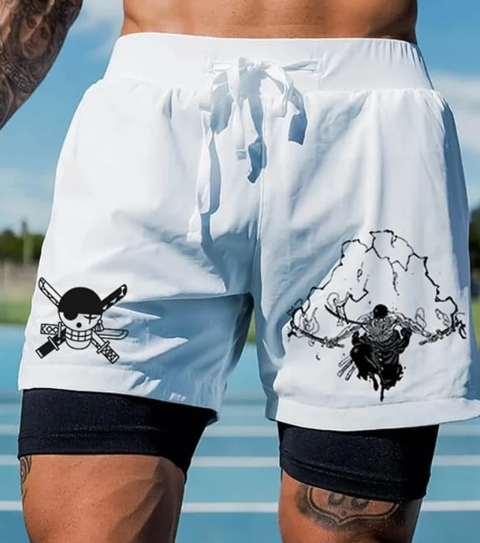 

ONE PIECE Мужская спортивная одежда, шорты, летние аниме, повседневные дышащие шорты для бега в тренажерном зале, лето 2025 г.
