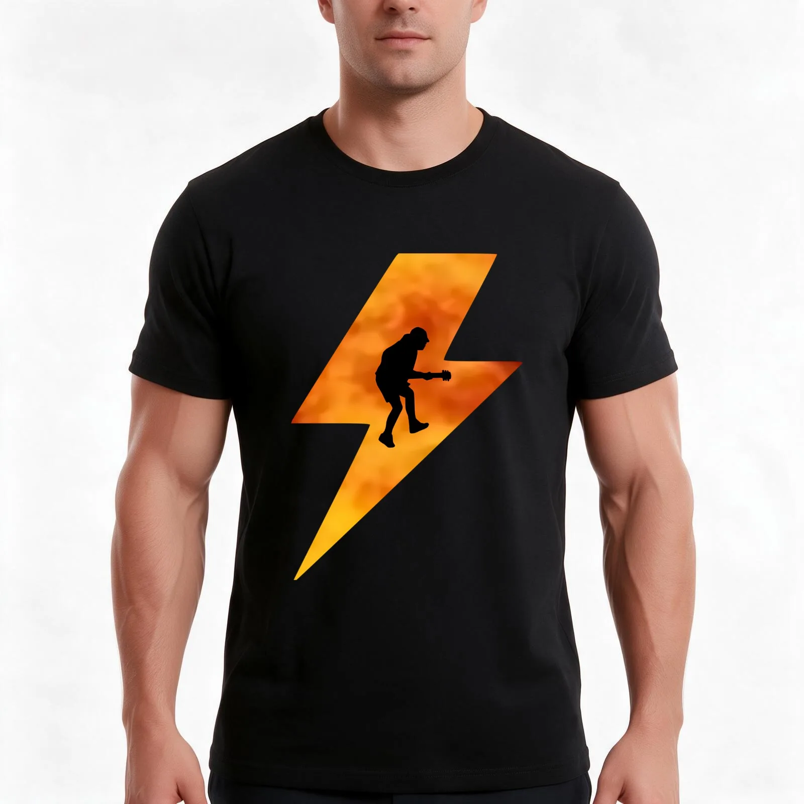 Angus Young High Voltage T-Shirt, Vintage Retro Graphic Tee, Unisex Summer Casual Streetwear Top