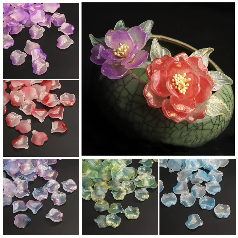 

10pcs Flora Petal 19x18mm Lampwork Crystal Glass Loose Pendants Beads for Jewelry Making DIY Crafts Flower Findings