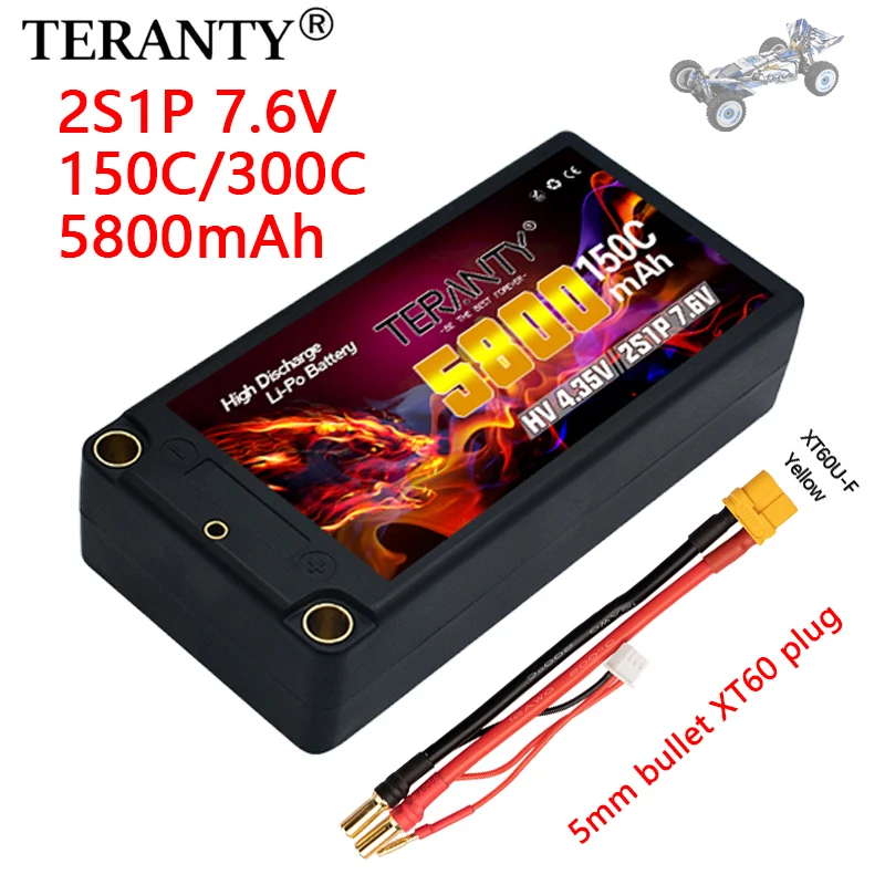 Original TERANTY 2S 7.6V 5800mAh 150C/300C HV Drift Big Foot Remote Control Racing Model Car Tank Toy Hard Shell Lipo Battery