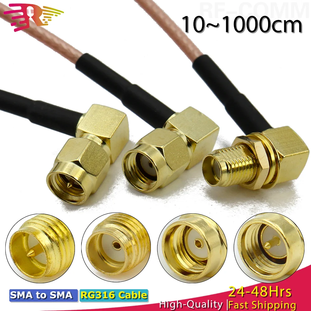 RG316 SMA to SMA Male Female Straight Right Angle Antenna extension jumper RF Pigtail Adapter Cable For WIFI 3G 4G GSM Antenna