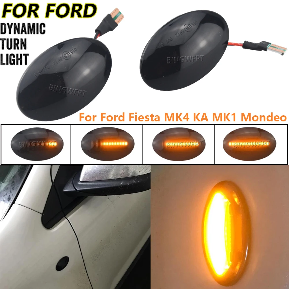 2pcs Dynamic LED Light Side Marker For Ford Fiesta III IV MK3 MK4 19902000 2001 KA Mondeo I Transit Tourneo Lamp Turn Signal