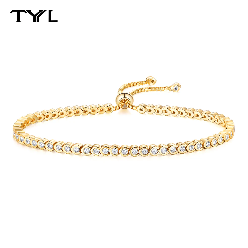 TYYL Moissanite Push-pull Tennis Bracelet Light Luxury 925 Silver for Women Dazzling Diamond Bracelets Hand Chain Party Jewelry