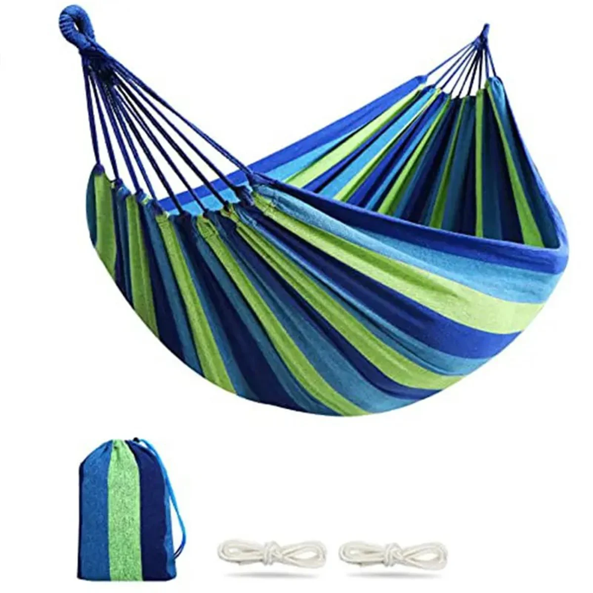 Red and blue single wide canvas hammock, outdoor camping backpack, leisure swing, portable hammock, sleep swing hammock