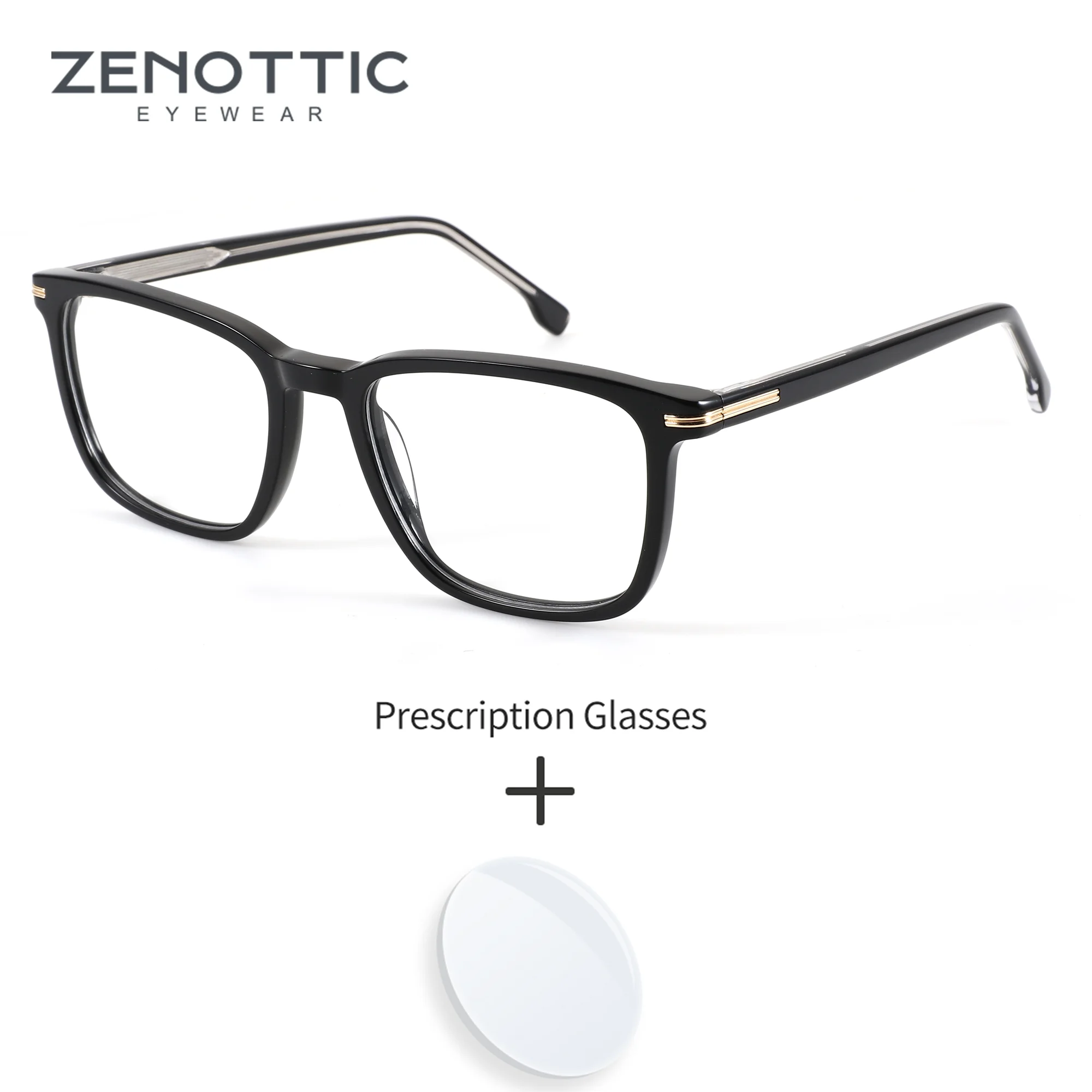 

ZENOTTIC Men's Prescription Glasses Square Acetate Progressive Lenses For Myopia/Presbyopia Correction With Photochromic Optical