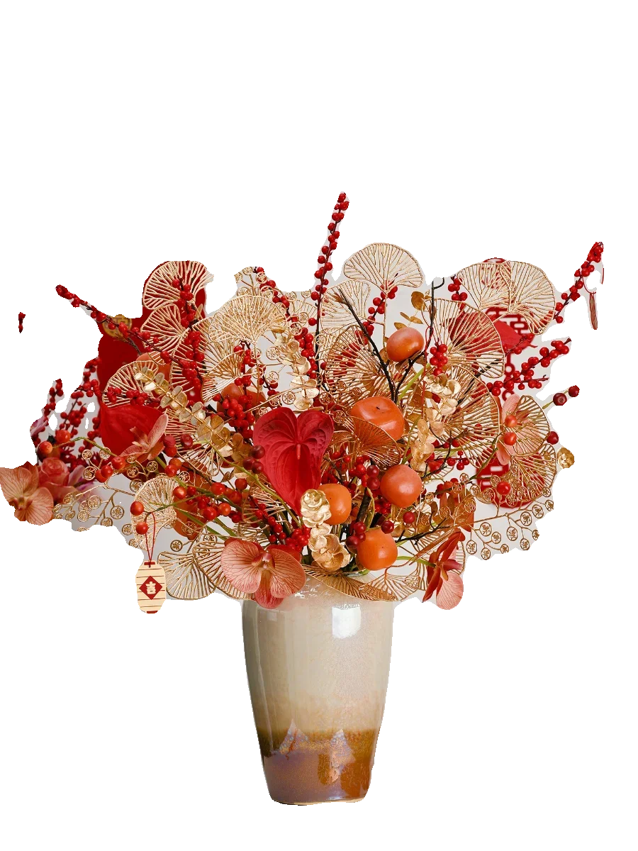 

New Year's Eve Flower Spring Festival Festive Simulation Wedding Bouquet Silk Living Room Flower Arrangement Dinin