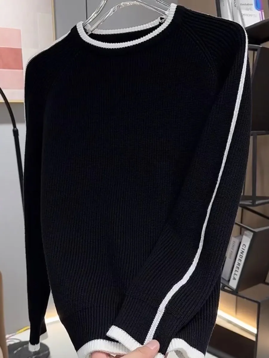 

Men's Faionable Versatile Loose Comfortable Classic Striped Long Sve round Ne Knitted Sweater Autumn Winter Collection