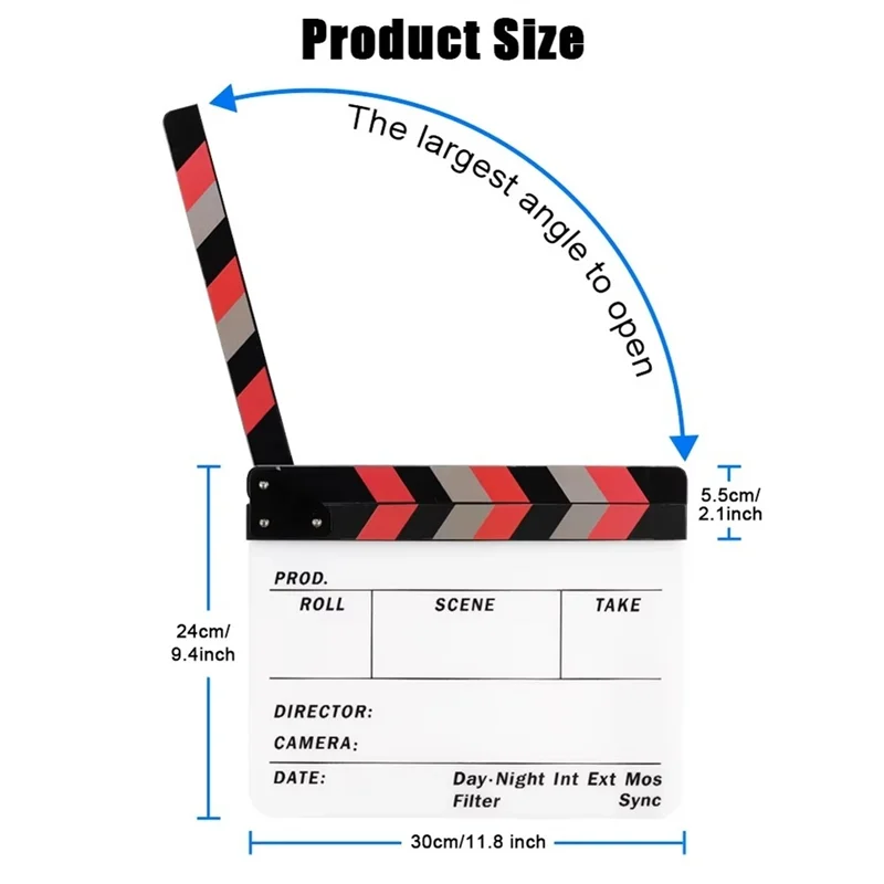 REPLA-Clapperboard Acrílico Película Acción Clap-Stick Director Película Clapboard Ideal para Producciones de Cine, TV y Vídeo A