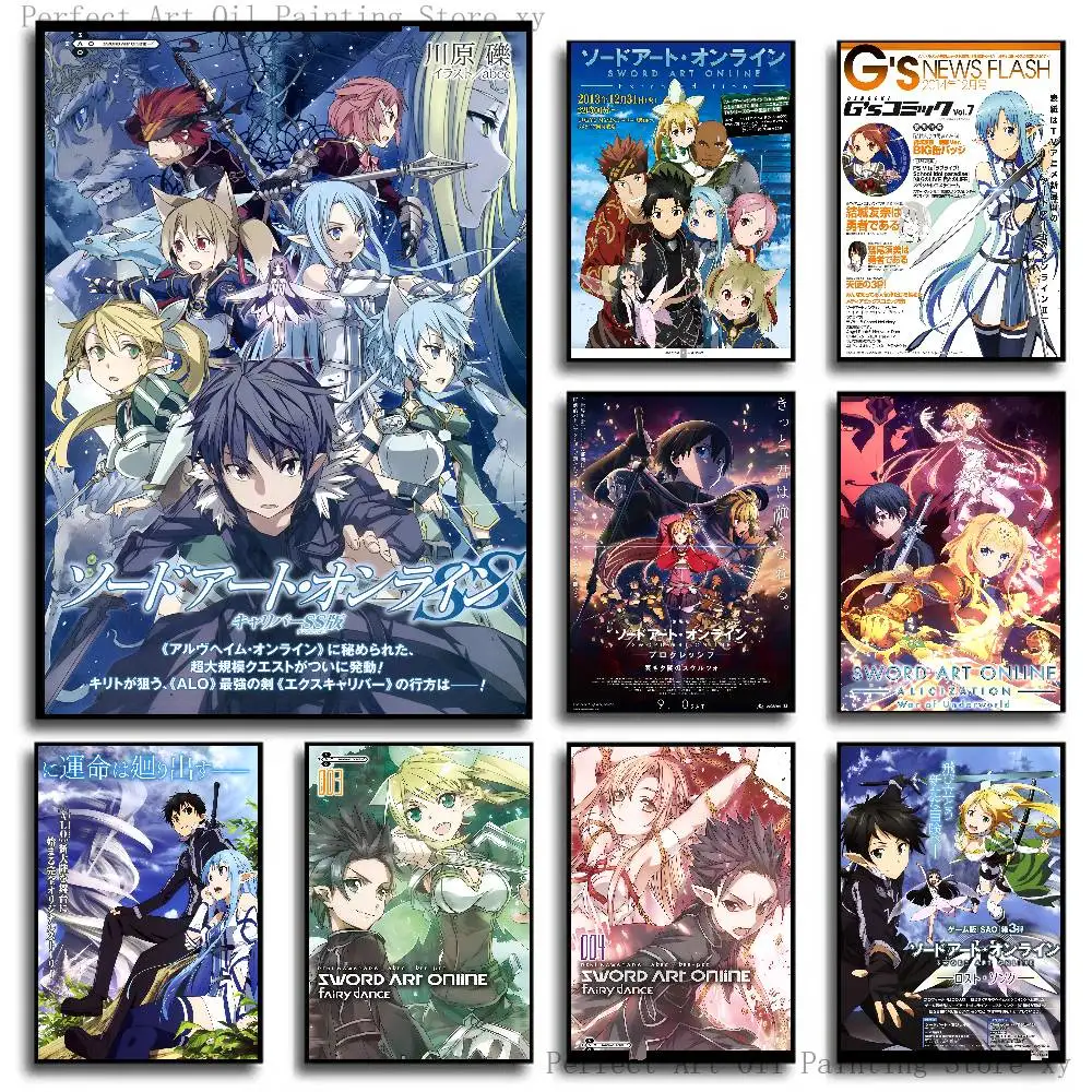 Anime Sword Art Online Poster Self-adhesive Art Room Entrance Restaurant Wall Decor Art Painting