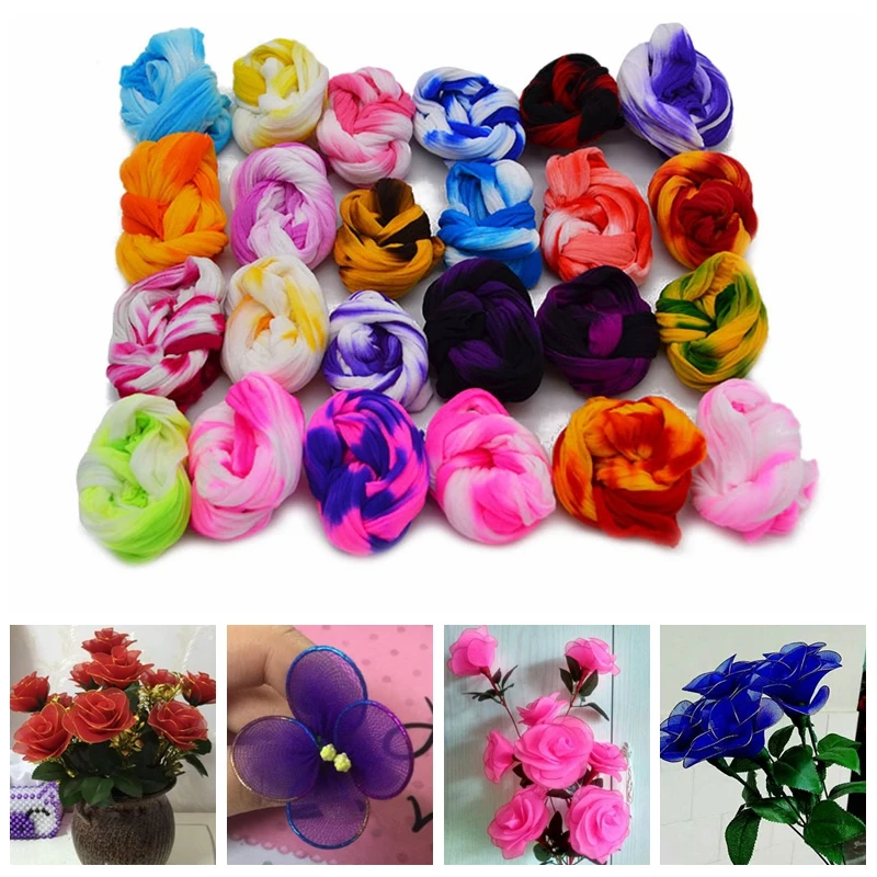 Medias de nailon Multicolor, Material de flores Ronde, Material de medias extensible, accesorio hecho a mano para boda, hogar, manualidades de flores, 5 uds.
