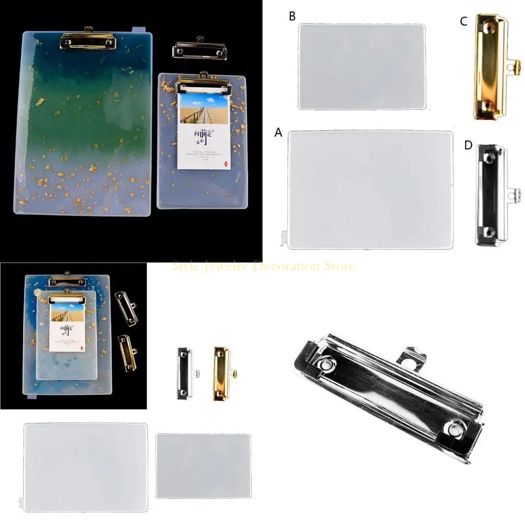 D46E DIY Klembord Resin Mold Bestand Map Resin Molds Epoxy Siliconen Tray Molds File Folder Drawing Board Mold