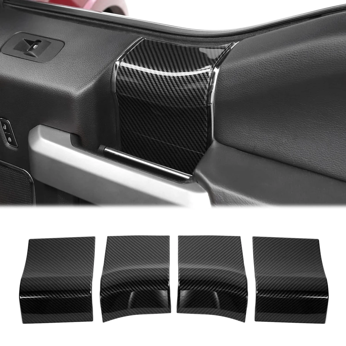 Hoolcar Interior manija de puerta Panel embellecedor ABS cubierta accesorios para Ford F150 2015-2020, fibra de carbono