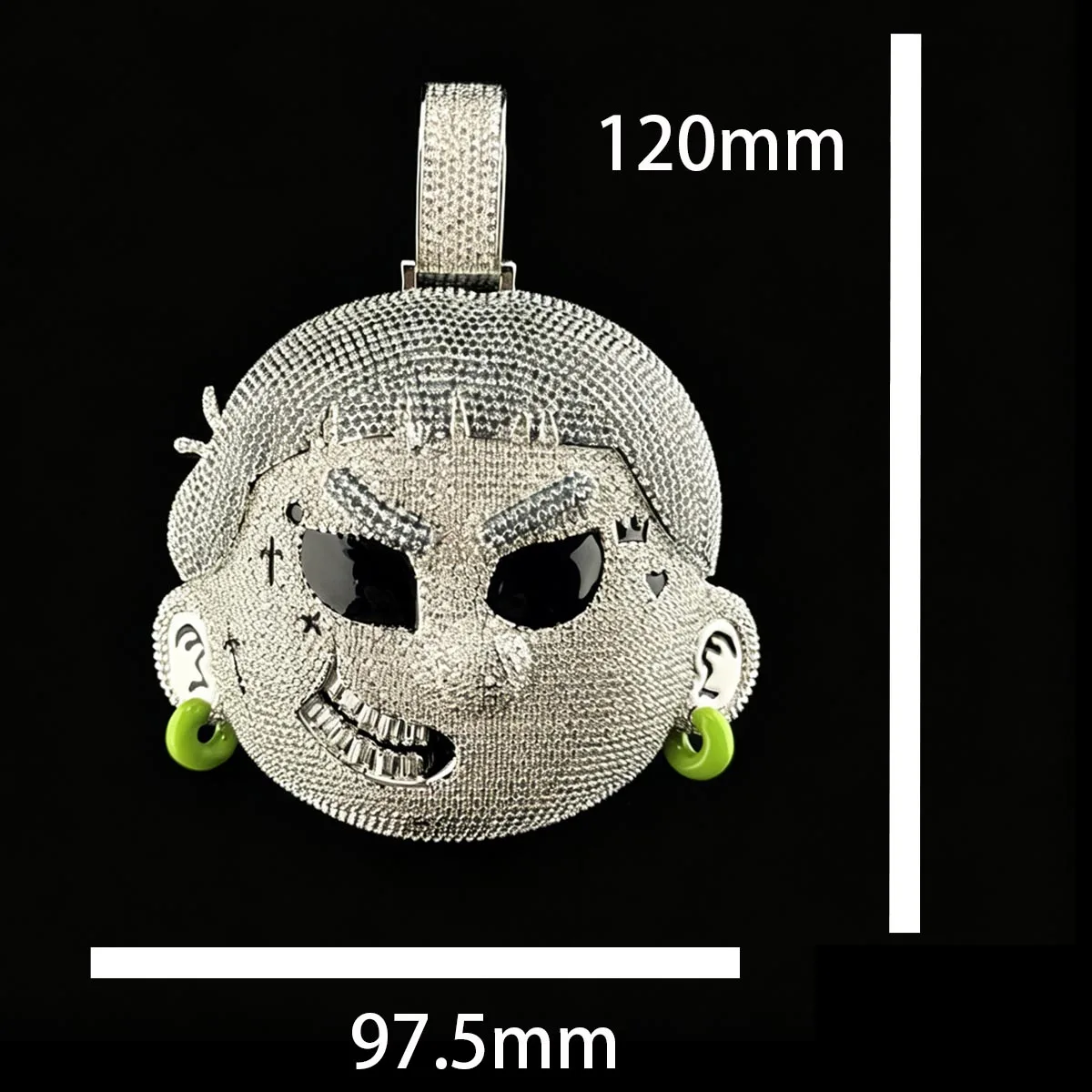 Iced Out Cartoon Character Face Hip Hop Pendant With Blue Hair Micro Paved Shiny CZ Stone 18K Gold Plated Necklace Charm Men Jewelry Accessory Perfect For Rap Music Lovers Street Wear Daily Party Gathering Birthday Christmas Gift For Boyfriend Friends
