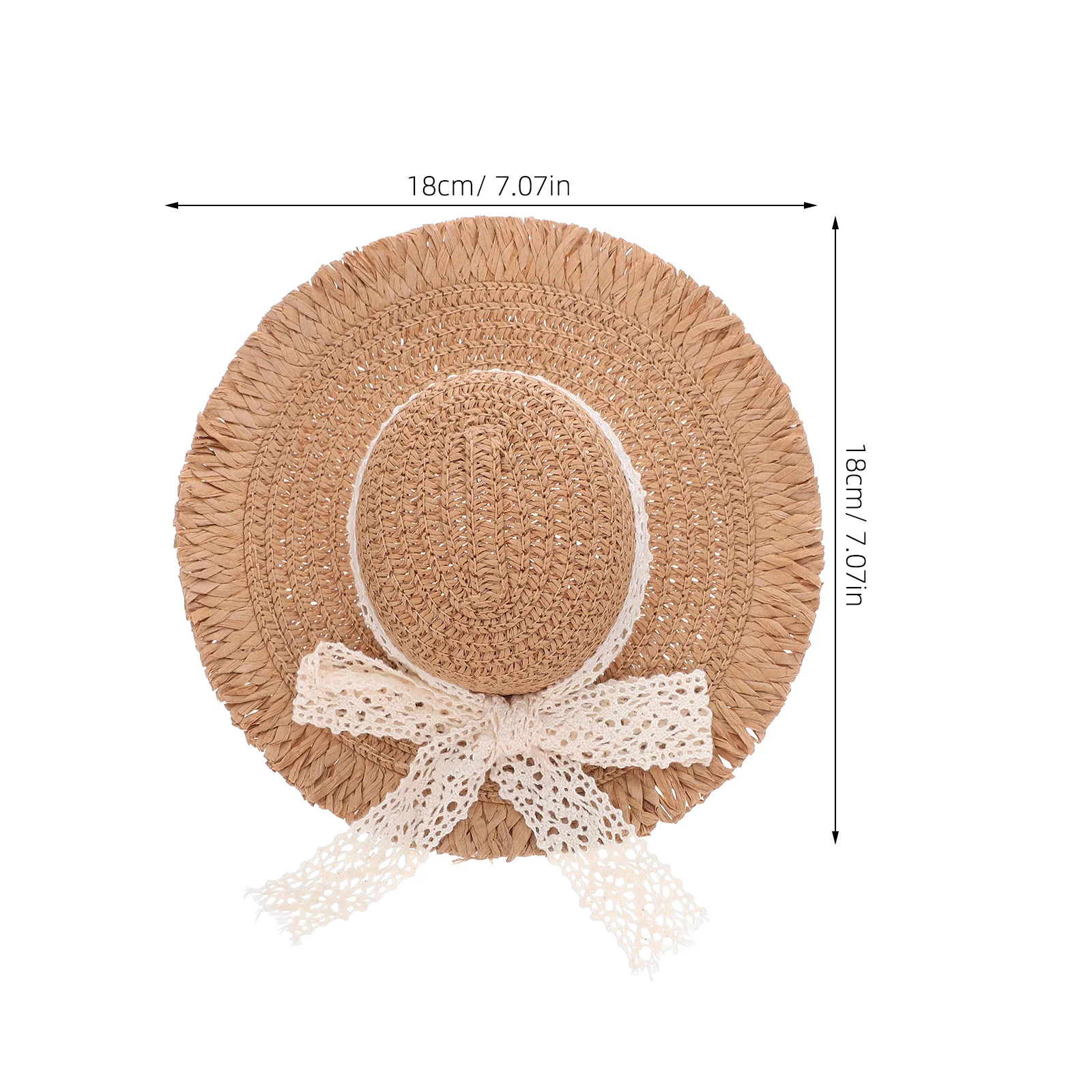 Mini Straw Hats Handwoven Lace Ribbon Miniature Straw Bucket Cap for Craft Dollhouse Decoration Accessories Beach Hat