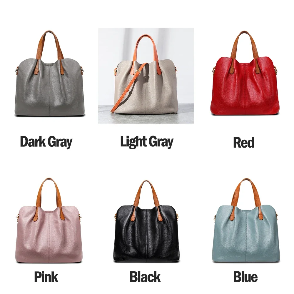 2024 Causal Genuine Leather Women Bag Large Tote Handbag Lichee Patchwork Shoulder Bag High Quality Female Hand Bag