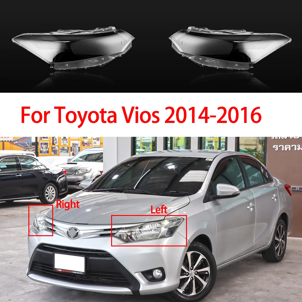 For Toyota Vios 2014 2015 2016 Car Front Headlight Cove Headlamps Transparent Glass Shell Headlight Shade Cover Lens