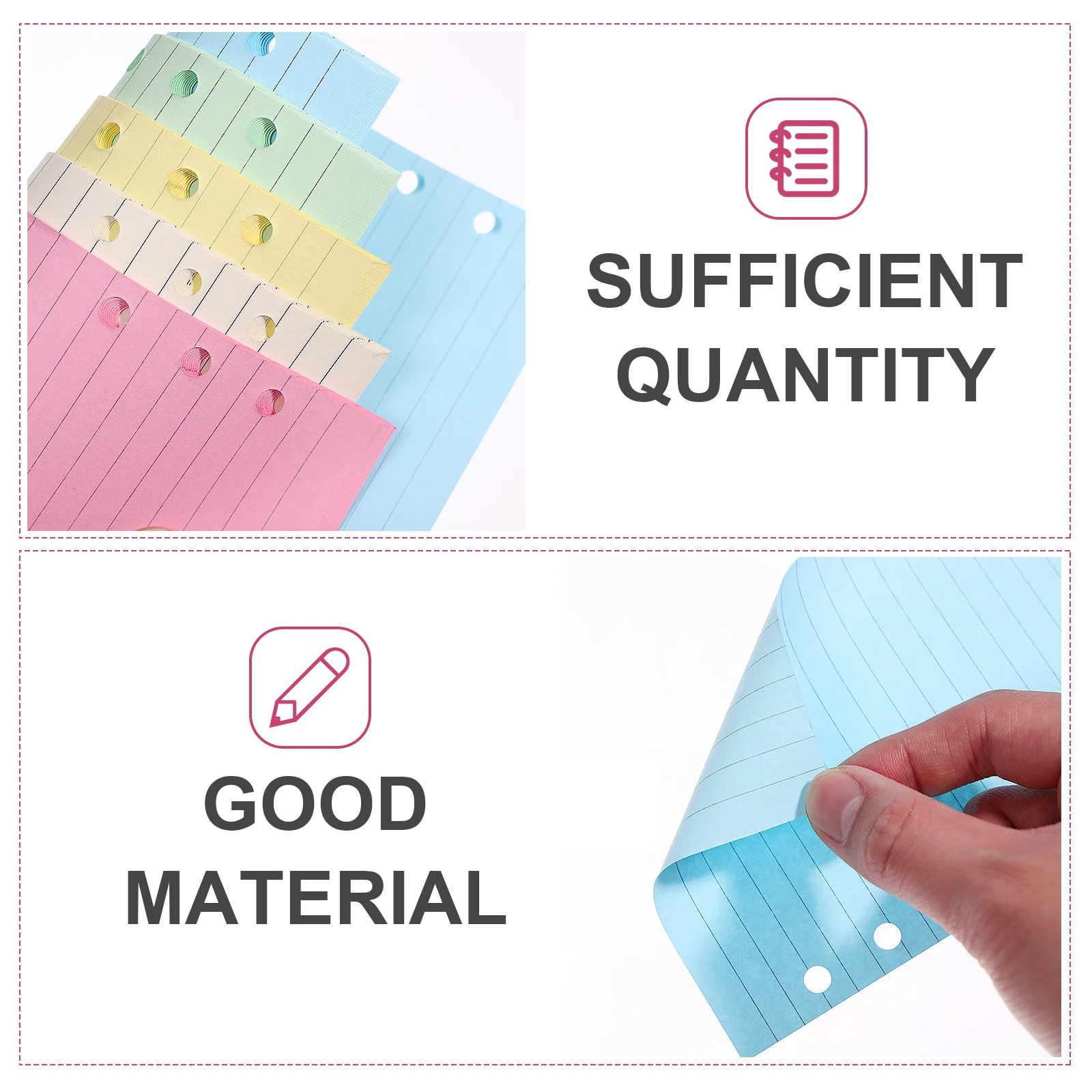 50 صفحة A6 ورق أوراق فضفاضة مبطن عبوات ملونة لمخطط دفتر الملاحظات ذو 6 فتحات إدراج ورقة ورقية فضفاضة #4