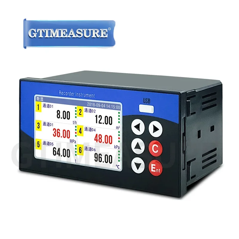 1-6 Channels Pressure Temperature Humidity Data Logger Bar Graph Curve LCD Digital Display