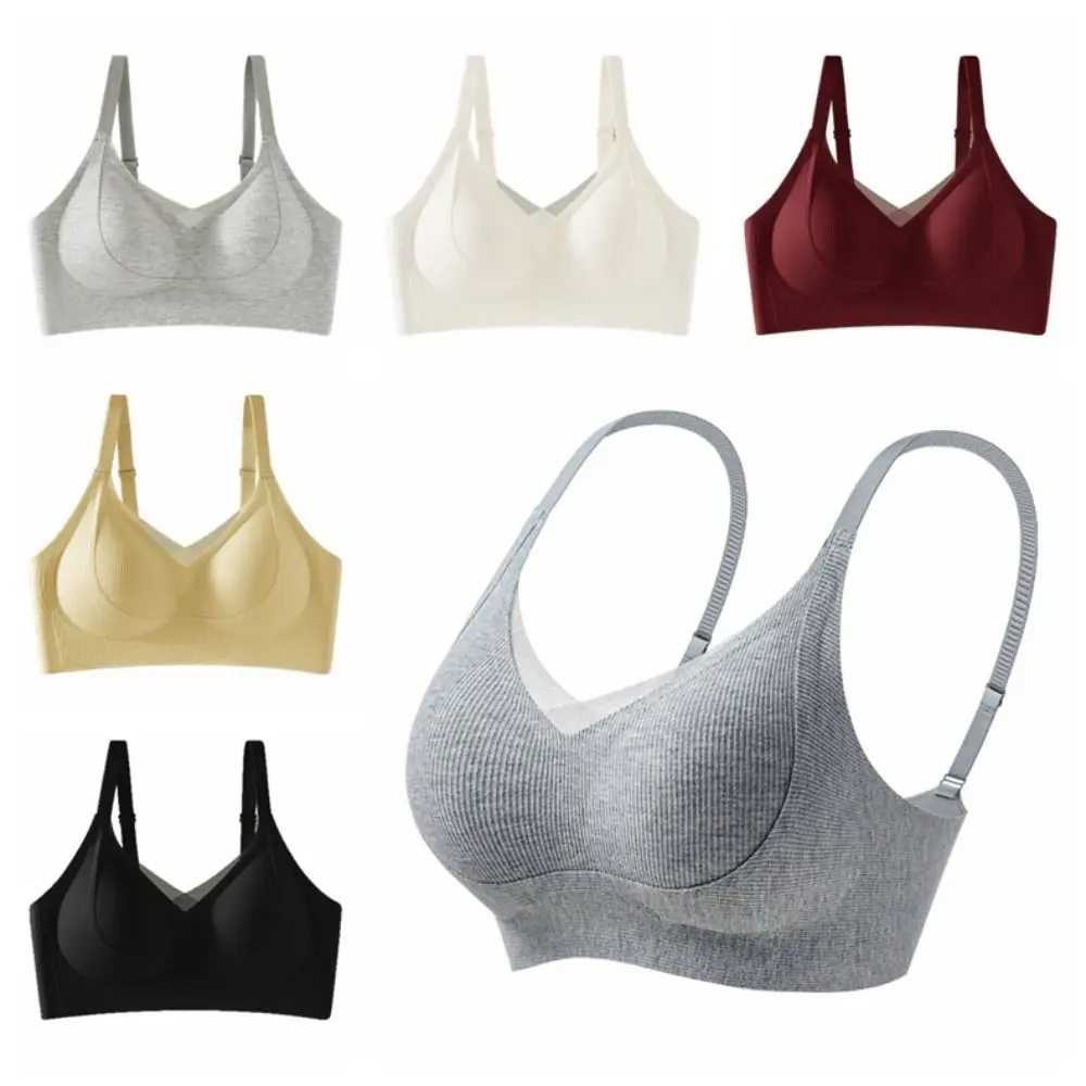 

Lace Mesh Wireless Deep V Bra Shockproof Anti-sagging Brassiere for Women Close-fitting Lingerie Seamless Bras Running