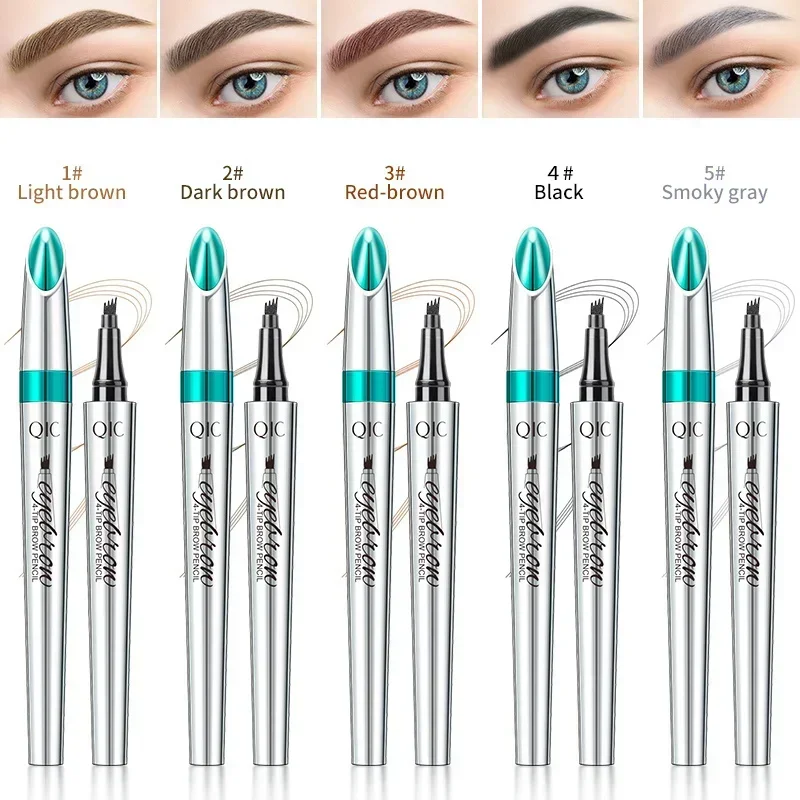 Heallor 4 Points Brown Waterproof Liquid Eyebrow Pen Long Lasting Not Take Off Makeup 5 Colors Brow Pencil Natural Balck Eyebrow