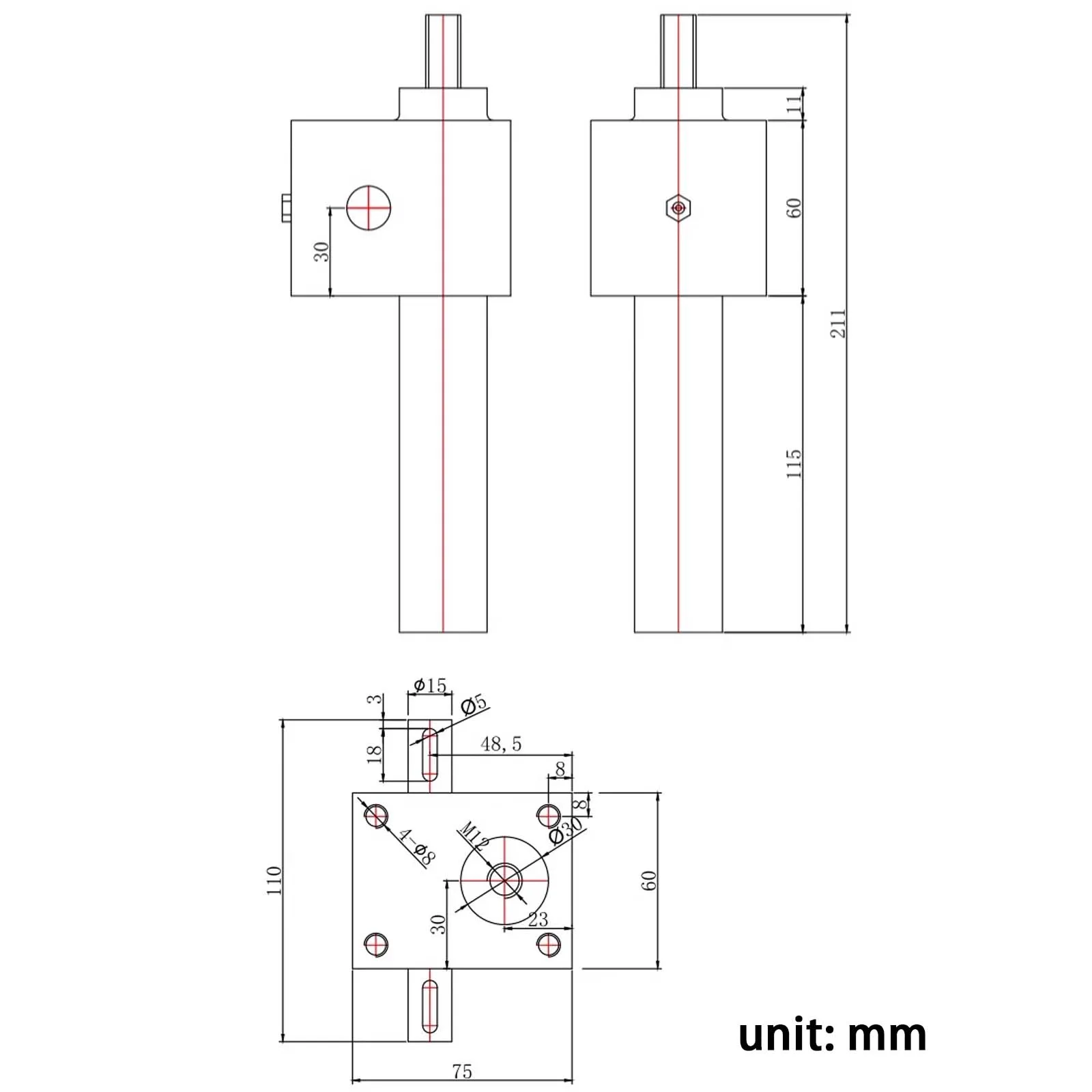 Pequeño módulo 1,5 20 dientes 1:0,4 elevador de engranaje helicoidal, dispositivo de ajuste fino de carga grande carcasa de aleación de aluminio