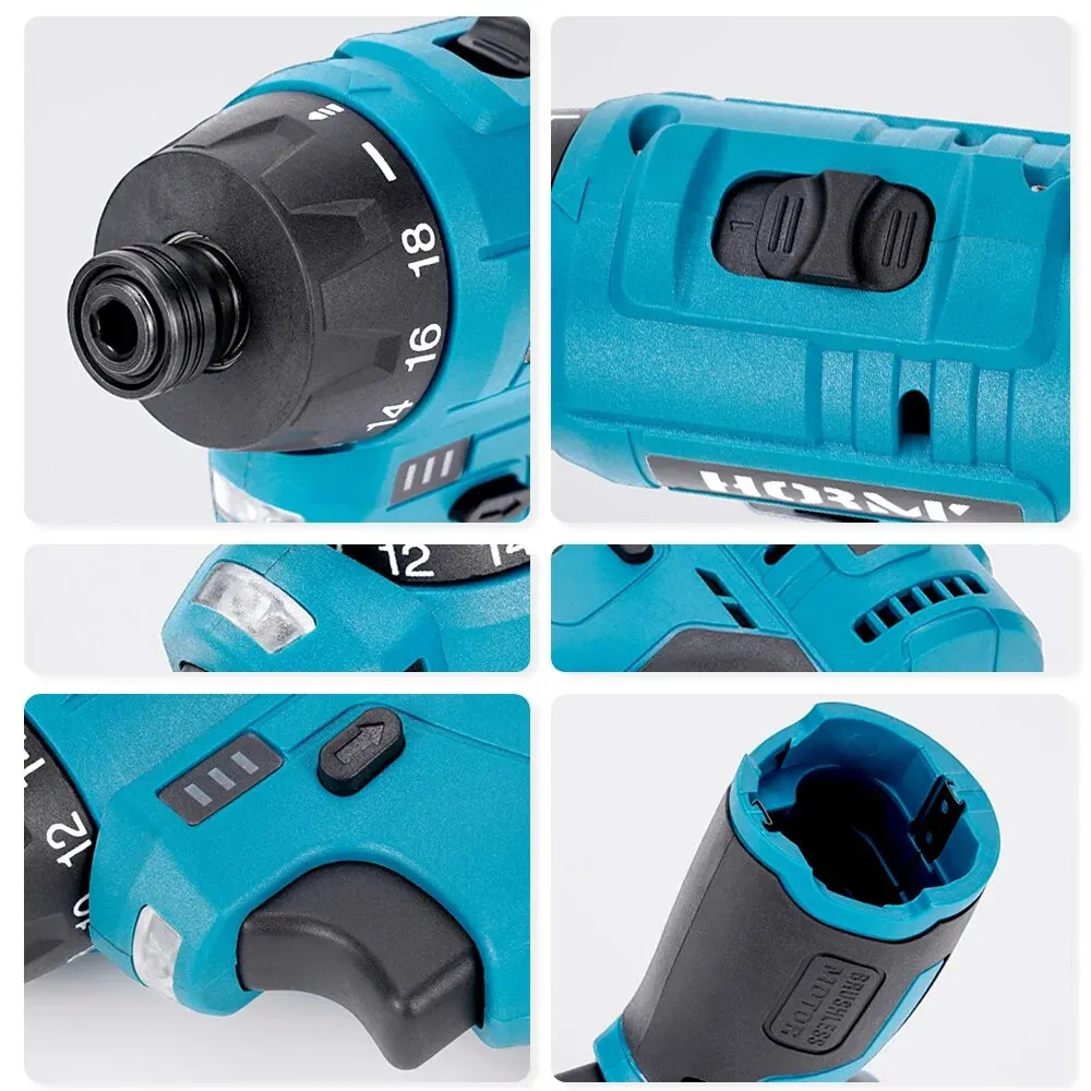 Hormy Brushless 18+1 Mini Electric Screwdriver 12V Screw Driver Cordless Drill Carpenter Tools For Makita 10.8V Lithium Battery