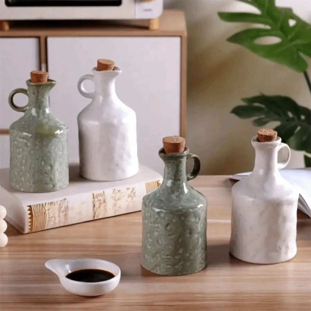 

Практичная керамическая емкость для масла в скандинавском стиле, 400 мл, герметичная бутылка для соевого соуса, винтажная емкость для уксуса неправильной формы, для кулинарии