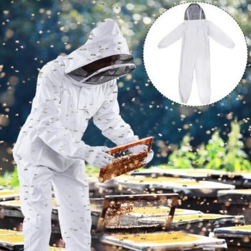 Terno de apicultura de corpo inteiro profissional roupas de apicultura proteção apicultura terno jaqueta véu de segurança chapéu vestido equipamentos