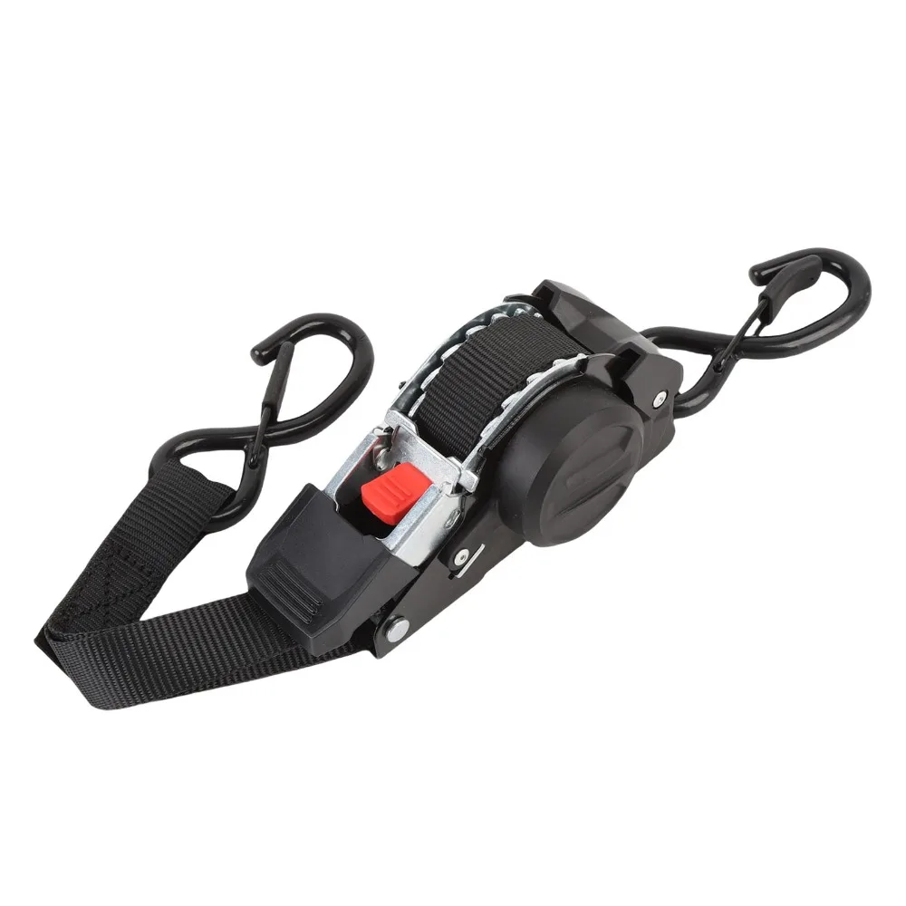 Black Ratchet Tie Down Straps Stainless Steel Stretching up to a maximum length of 3 Meters Auto Retractable Tie Down