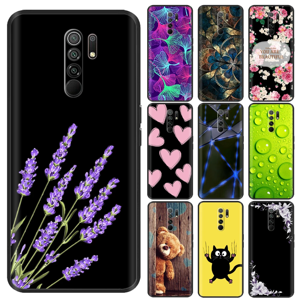 

For Redmi 9 Case For Xiaomi Redmi 9A Shockproof Phone Case Fashion Flowers Heart Soft TPU Bumper Cover For Redmi 9A Redmi9 Coque