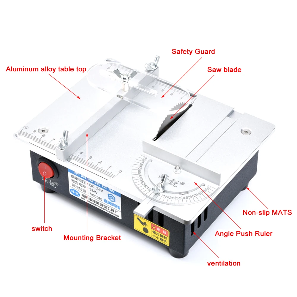 Mini Table Saw DIY Desktop Cutting Machine lift saw PCB blade Precision Desktop Micro Small Chainsaw Alloy Model