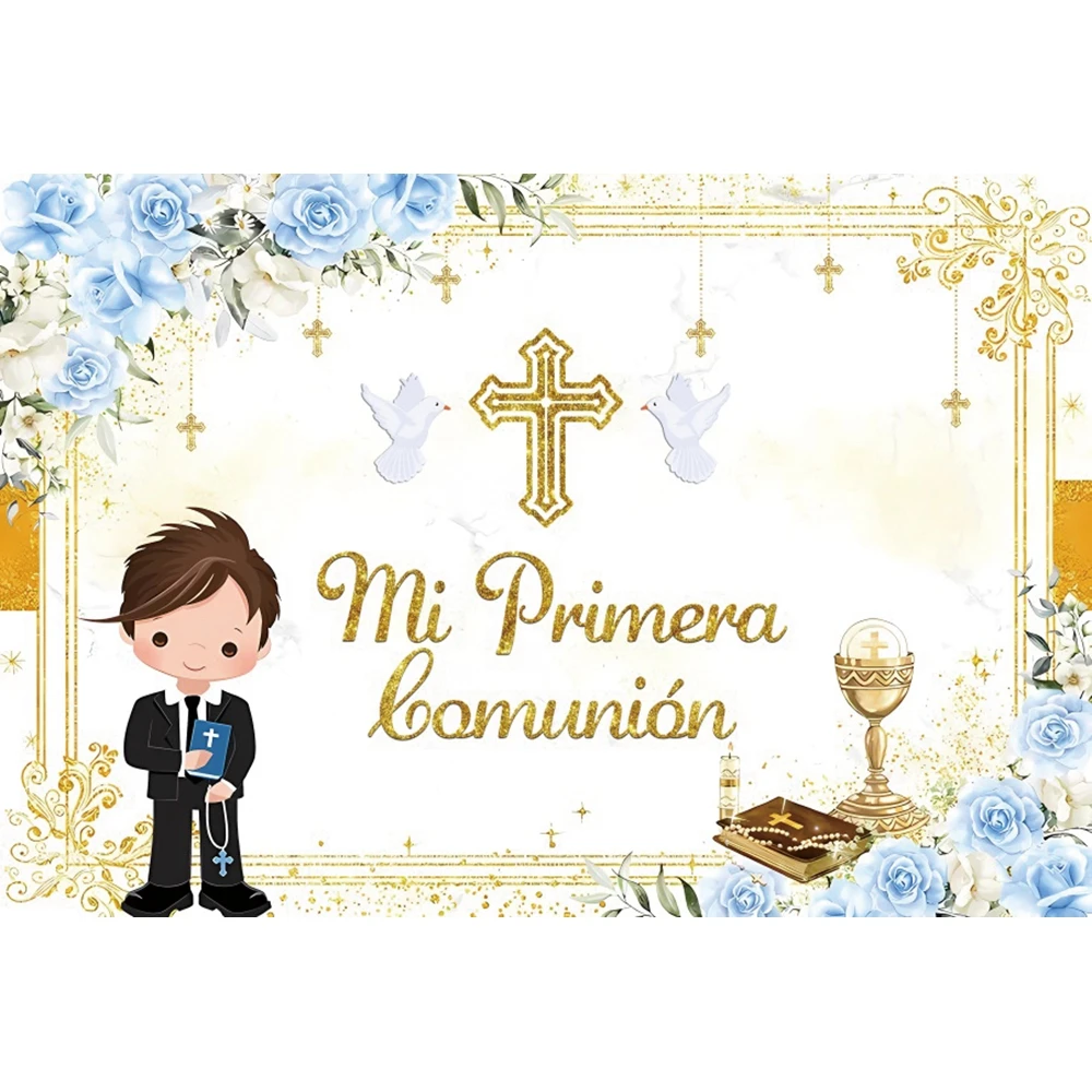 Baby Boy And Girl My First Communion Party Backdrops Photography God Bless Baptism Background Portrait Photographic Photo Studio