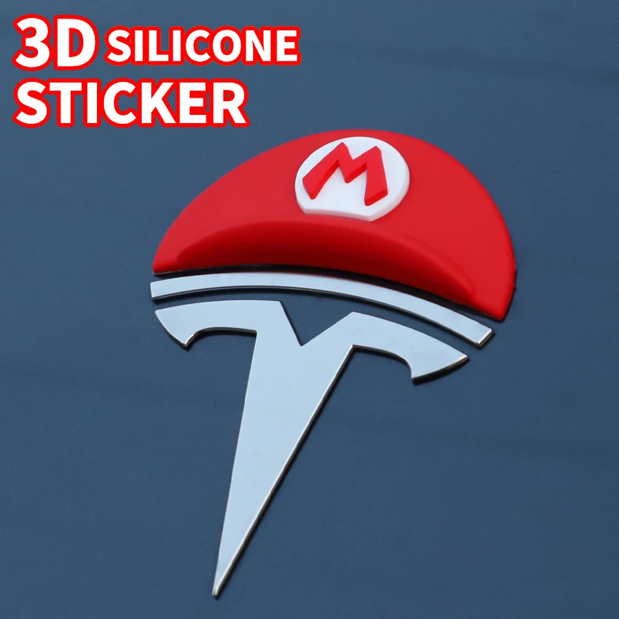 Pegatinas 3D Impermeables de Gorro de Santa Claus para Navidad, Aptas para la Mayoría de los Modelos de Coche, Personalizadas y Creativas con el Logotipo de Tesla
