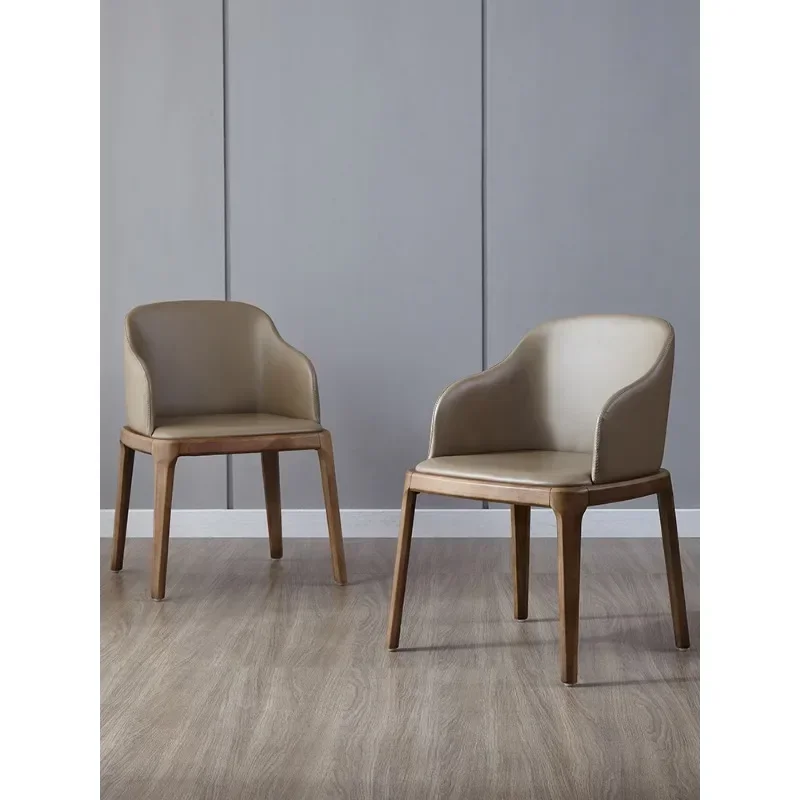 

Armrest family dining chair modern simple home Nordic restaurant solid wood light luxury chair backrest stool designer