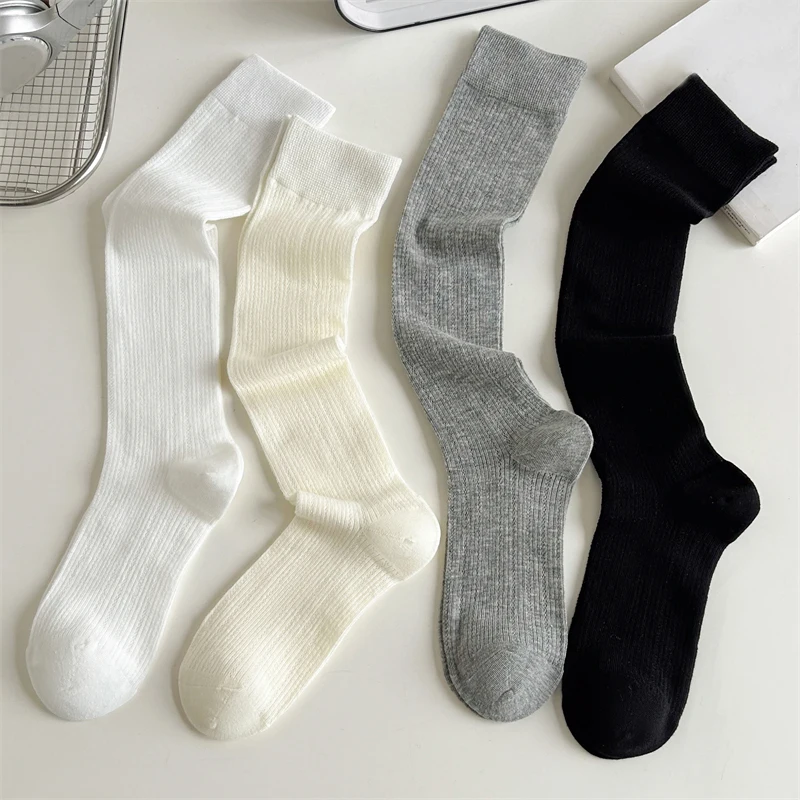 Trendy Women's Socks Long Summer Plain Casual Woman Stockings Breathable Mesh Thin Sweet Simple Knee High Socks Hollow Out Sweet