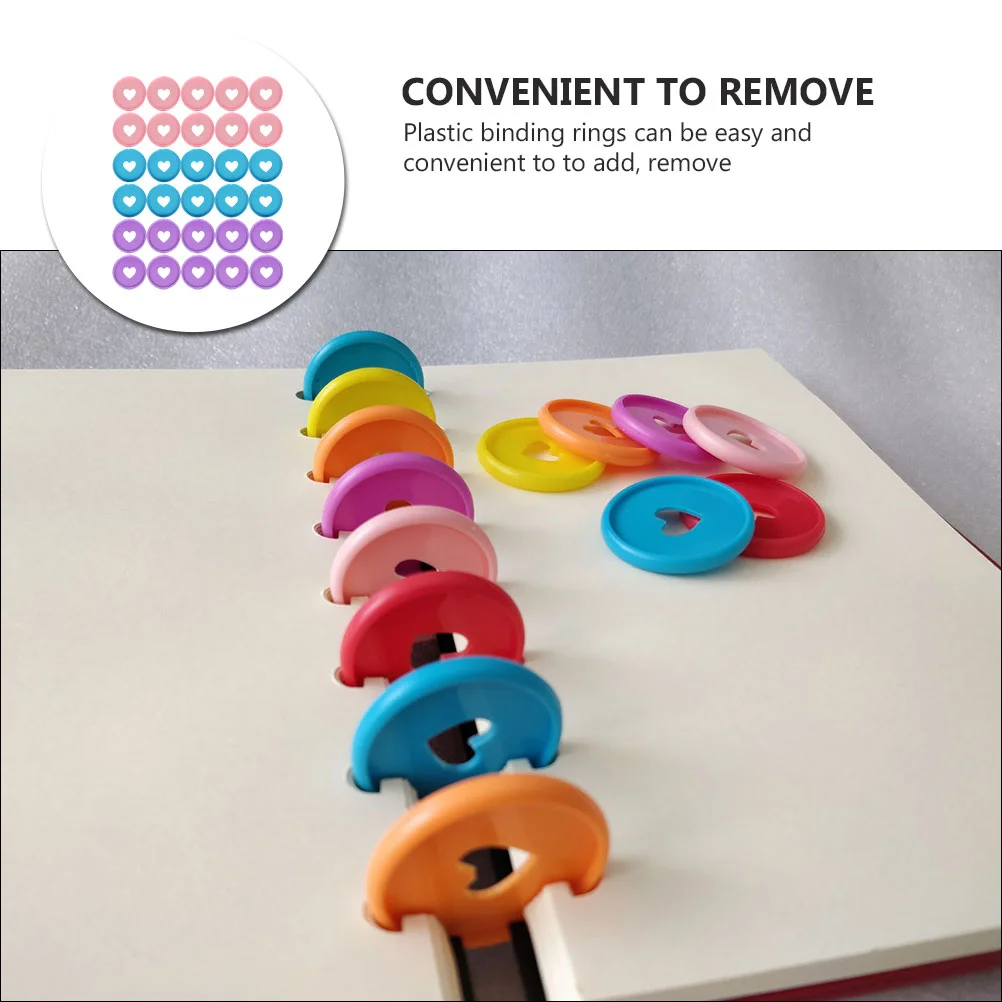 30 Pcs Heart Binding Buckle Binder Clips Plastic Discs Heart-shaped Rings Discbound Expansion Buckles Book