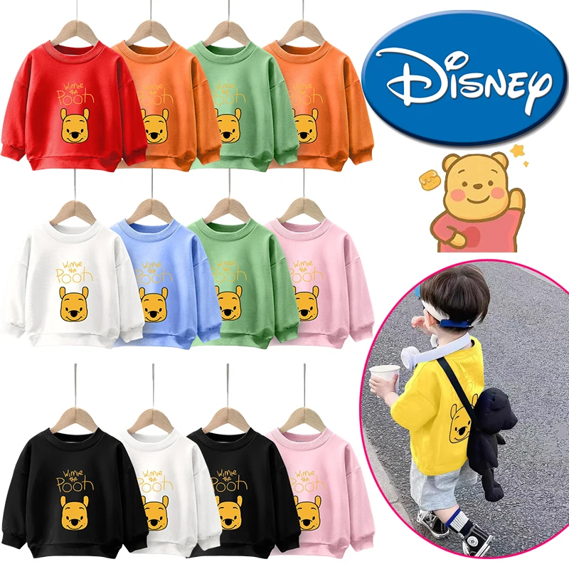 

Disney Pooh Bear Children's Hoodie Anime Men's Women's Casual Sportswear Korean Version Autumn/winter Top Long Sleeved Gifts