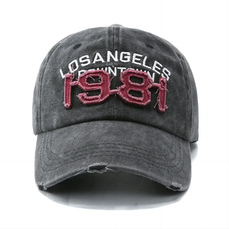 Baseball Cap Vintage 1981 Stereoscopic Embroidered Cap 3D Applique Embroidered Cap Washed Visor