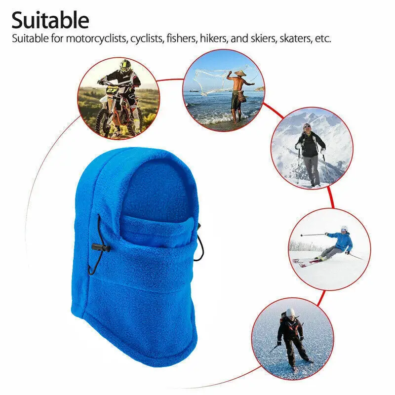 Winter Thermal Fleece Balaclava Scarf Ski Face Mask Neck Warmer Snood Hood Hat,