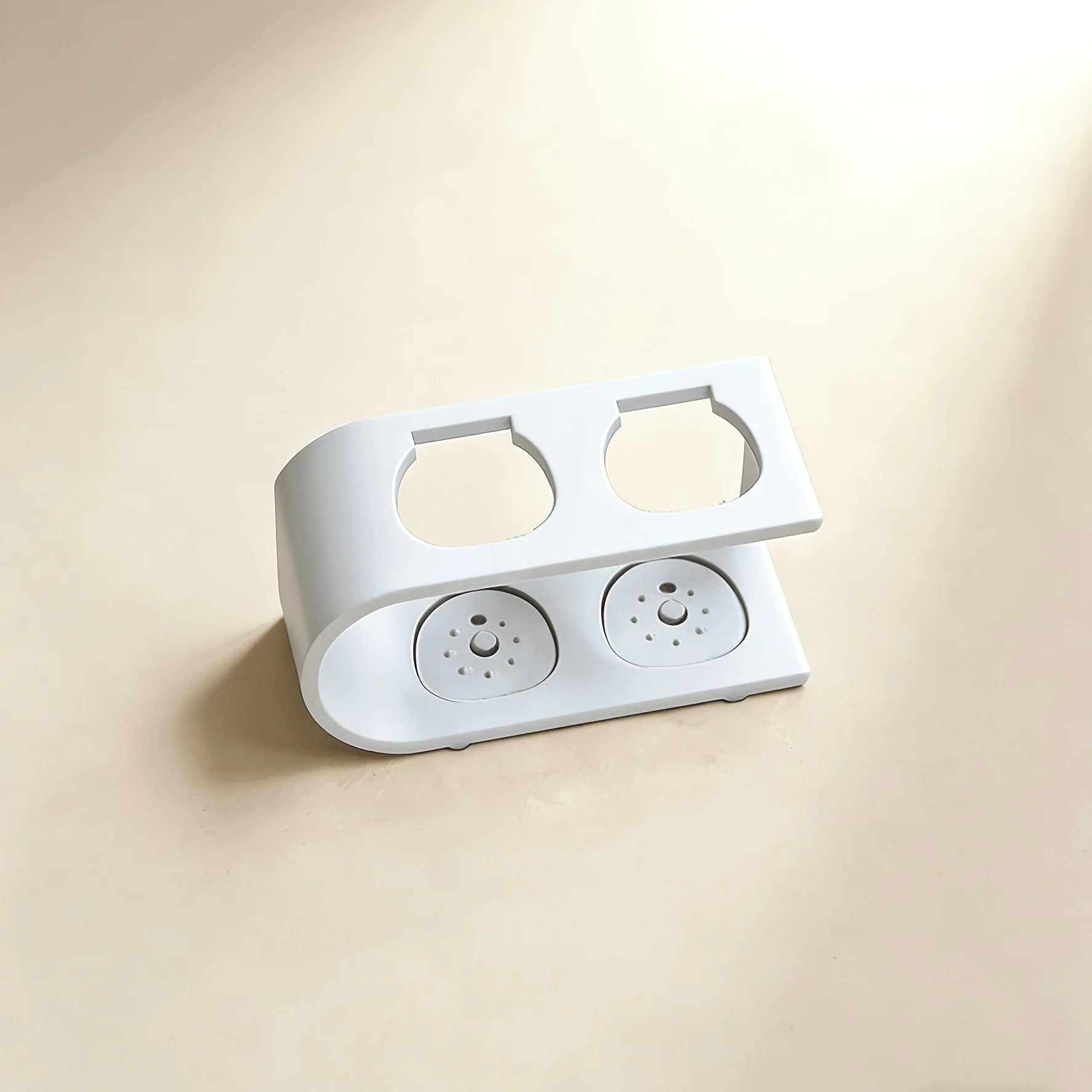 Minimalistischer Doppel-Zahnbürstenhalter - Moderner Badezimmer-Organizer für Elektrische und Manuelle Zahnbürsten, Platzsparendes Aufbewahrungsregal für die Arbeitsplatte, Stilvolles Weißes Design, Geeignet für Zuhause, Hotel oder Reisen – Detail 5