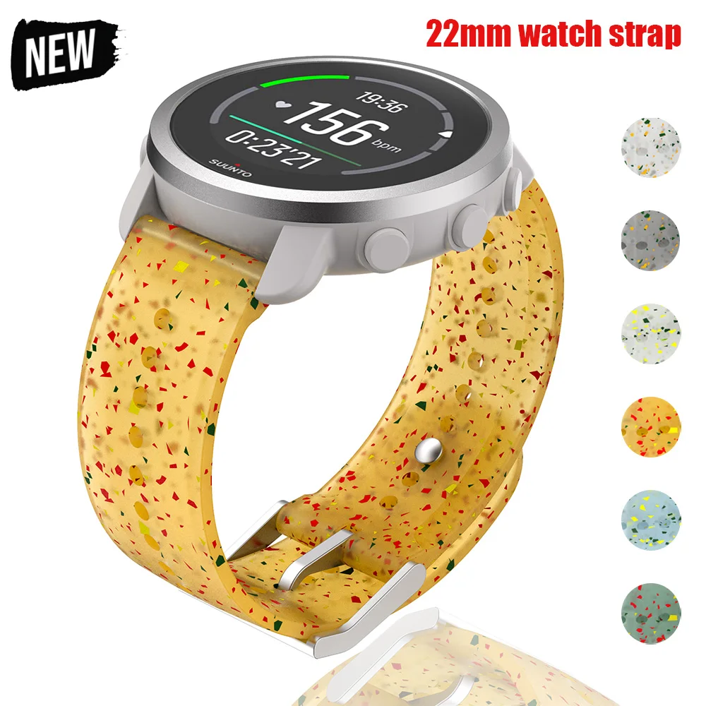 Original 22mm Silicone Strap Compatible With Suunto 5 Peak Multicolor Translucent Watchband For Suunto 9 Peak Wristband Bracelet