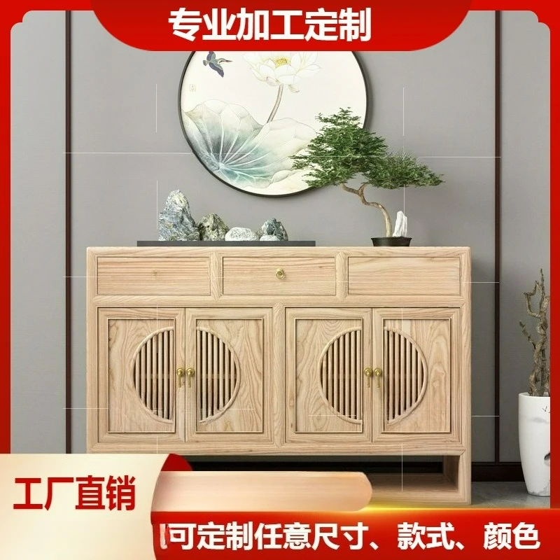 

Customizable ash wood porch cabinet Chinese style door shoe cabinet